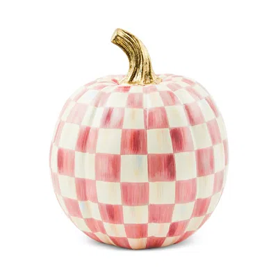 Mackenzie-childs Bubblegum Pink Check Small Pumpkin