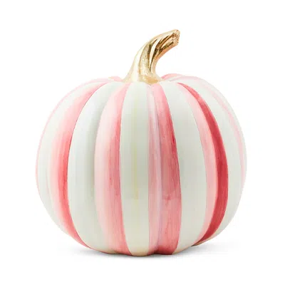 Mackenzie-childs Bubblegum Pink Stripe Medium Pumpkin