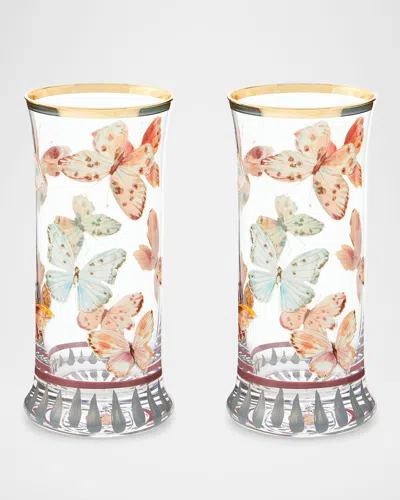 Mackenzie-childs Butterfly Hill Highball Glasses, Set Of 2 In Multi