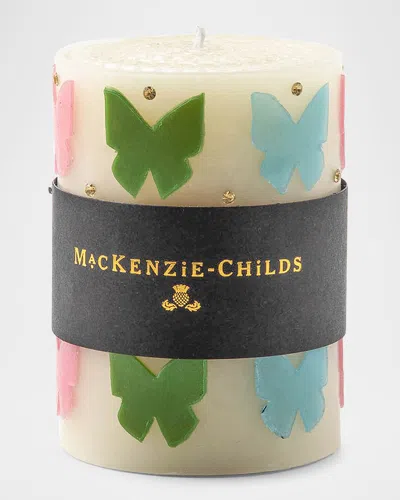 Mackenzie-childs Butterfly Pastel 4" Pillar Candle In Multi
