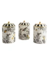 MACKENZIE-CHILDS BUTTERFLY TOILE 3-PIECE CANISTERS SET