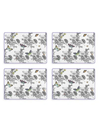 Mackenzie-childs Butterfly Toile 4-piece Cork Back Placemats In Gray