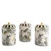 Mackenzie-childs Butterfly Toile 3-piece Canisters Set In Multi