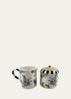 Mackenzie-childs Butterfly Toile Creamer And Sugar Set