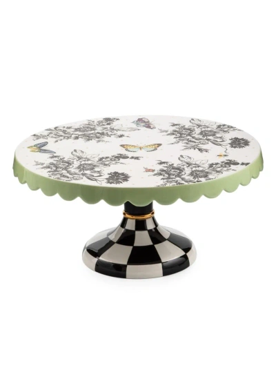 Mackenzie-childs Butterfly Toile Pedestal Platter In Multi