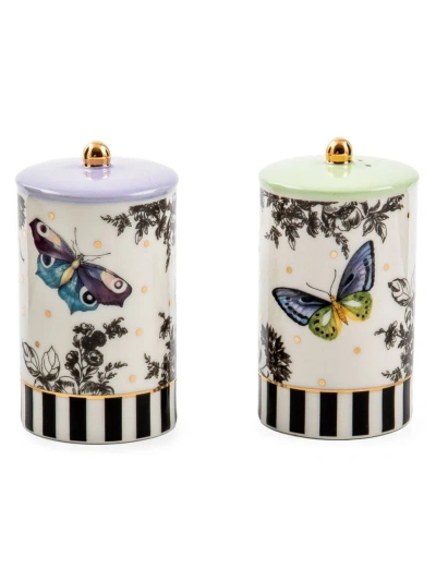 Mackenzie-childs Butterfly Toile Salt & Pepper Set In Multi