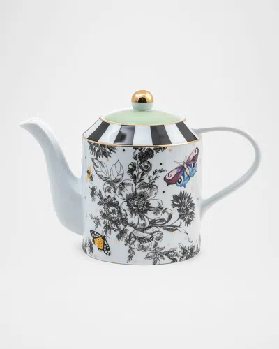 Mackenzie-childs Butterfly Toile Teapot In Black