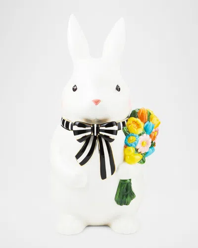 Mackenzie-childs Calico Bunny Cookie Jar In White