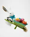 Mackenzie-childs Calico Bunny With Wheelbarrow Figurine