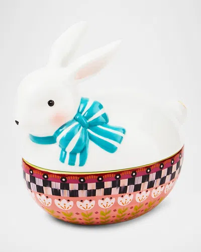 Mackenzie-childs Calico Oval Lidded Bunny Dish In Multi