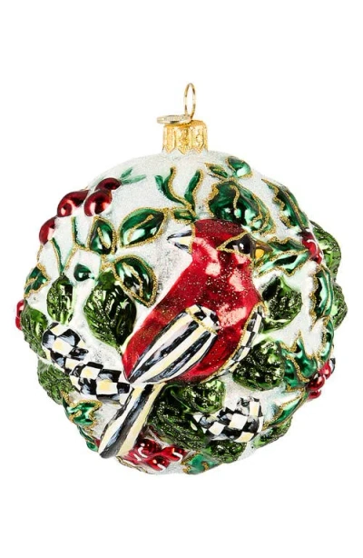 Mackenzie-childs Mackenzie Childs Cardinal Glass Ball Ornament In Multi