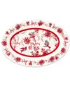 Mackenzie-childs Cardinal Toile Porcelain Oval Platter In Red