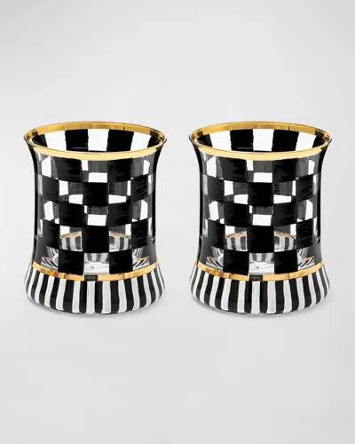 Mackenzie-childs Carnival Black Tumbler Glass, Set Of 2