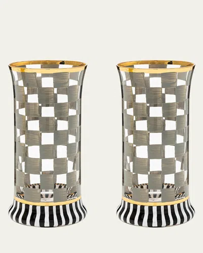 Mackenzie-childs Carnival Sterling Highball Glass, Set Of 2 In Gray