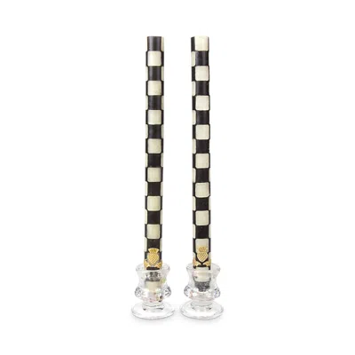 Mackenzie-childs Check Dinner Candles, Set Of 2 In Black/ivory