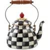Mackenzie-childs Mackenzie Childs Check Enameled Steel 3-quart Tea Kettle In Black