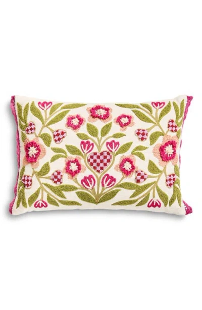 Mackenzie-childs Mackenzie Childs Check Hearts Lumbar Pillow In Pink