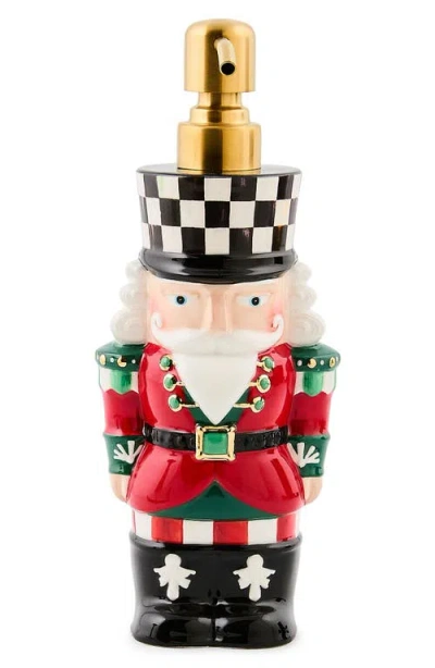 Mackenzie-childs Mackenzie Childs Check It Out Ceramic Nutcracker Soap Dispenser In Multi