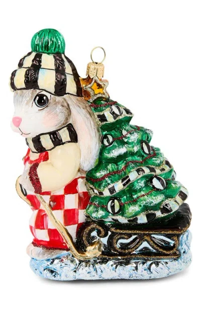Mackenzie-childs Mackenzie Childs Check It Out Christmas Hare Glass Ornament In Multi