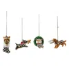 Mackenzie-childs Check It Out Dog Ornaments, Set Of 4 In Multi