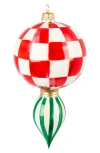 Mackenzie-childs Mackenzie Childs Check It Out Drop Glass Ornament In Red