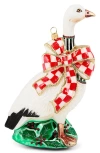 Mackenzie-childs Mackenzie Childs Check It Out Goose Glass Ornament In Multi
