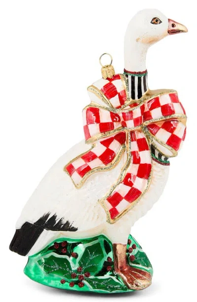 MACKENZIE-CHILDS MACKENZIE CHILDS CHECK IT OUT GOOSE GLASS ORNAMENT