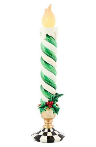 Mackenzie-childs Mackenzie Childs Check It Out Illuminated Candle Decoration In Green