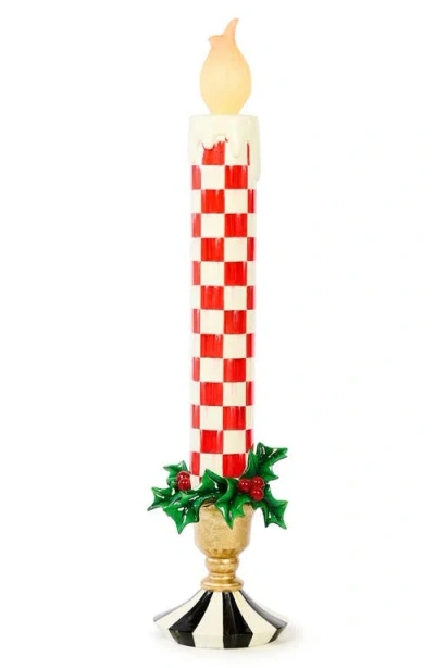 Mackenzie-childs Mackenzie Childs Check It Out Large Illuminated Candle Decoration In Multi