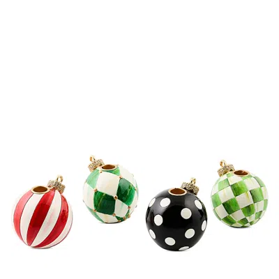 Mackenzie-childs Check It Out Ornament Candle Holders, Set Of 4 In Multi