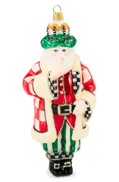 Mackenzie-childs Mackenzie Childs Check It Out Santa Lucia Glass Ornament In Multi