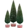 Mackenzie-childs Mackenzie Childs Check It Out Set Of 3 Bottle Brush Trees In Green