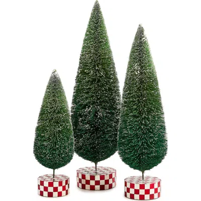 Mackenzie-childs Mackenzie Childs Check It Out Set Of 3 Bottle Brush Trees In Green