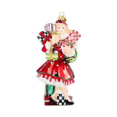 Mackenzie-childs Check It Out Shopper Lady Glass Ornament In Multi