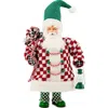 Mackenzie-childs Mackenzie Childs Check It Out Small Fabric Santa In Multi