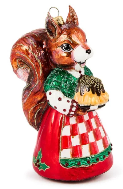 Mackenzie-childs Mackenzie Childs Check It Out Squirrel Glass Ornament In Multi