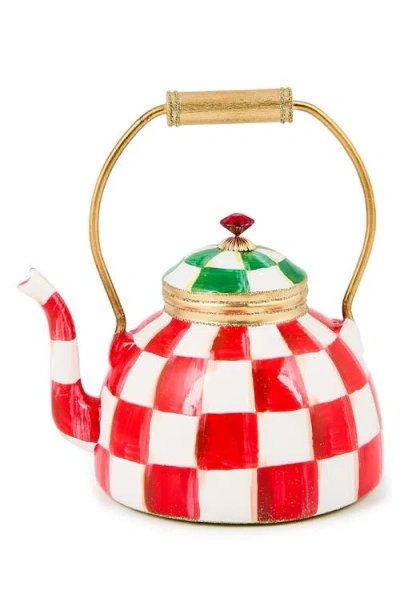 MACKENZIE-CHILDS MACKENZIE CHILDS CHECK IT OUT TEA KETTLE GLASS ORNAMENT