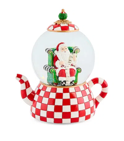 MACKENZIE-CHILDS CHECK IT OUT TEAPOT SNOWGLOBE