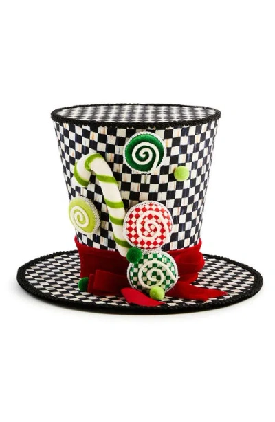 Mackenzie-childs Mackenzie Childs Check It Out Top Hat Tree Topper In Black