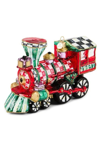 MACKENZIE-CHILDS MACKENZIE CHILDS CHECK IT OUT TRAIN GLASS ORNAMENT