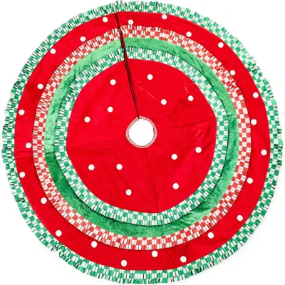Mackenzie-childs Mackenzie Childs Check It Out Tree Skirt In Red