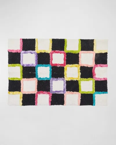 Mackenzie-childs Check Multi Color Bath Rug In Black