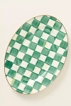 Mackenzie-childs Check Small Oval Platter In Green
