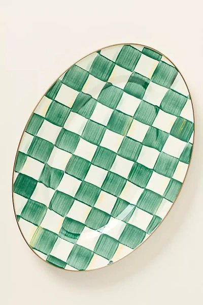 Mackenzie-childs Check Small Oval Platter In Green