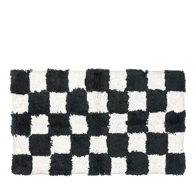 Mackenzie-childs Checkerboard Bath Rug, 24 X 40 In Black