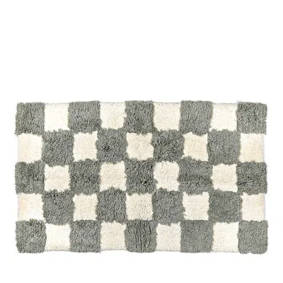 Mackenzie-childs Checkerboard Bath Rug, 24 X 40 In Gray