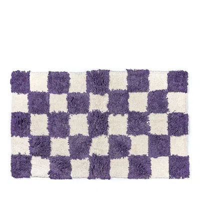 Mackenzie-childs Checkerboard Bath Rug, 24 X 40 In Purple