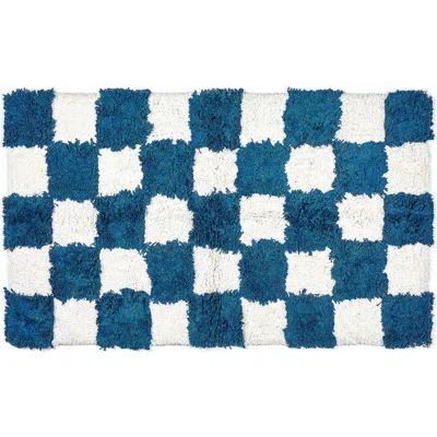 Mackenzie-childs Mackenzie Childs Checkerboard Navy Bath Rug In Multi
