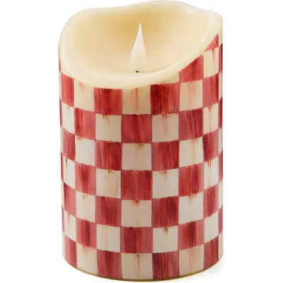 Mackenzie-childs Mackenzie Childs Cherry Check 6-inch Flameless Pillar Candle In Red