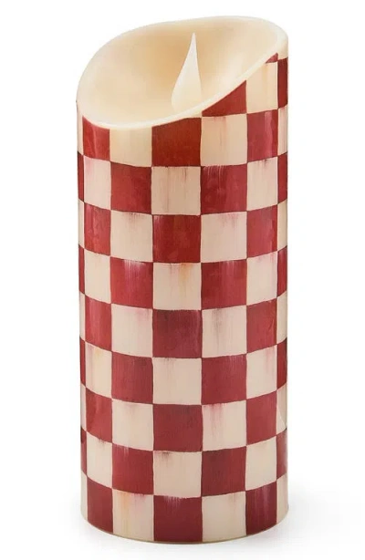 Mackenzie-childs Mackenzie Childs Cherry Check 7-inch Flameless Pillar Candle In Brown